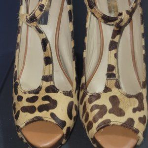 I.N.C. platform peeptoe Mary Jane in Leopard hair 7.5